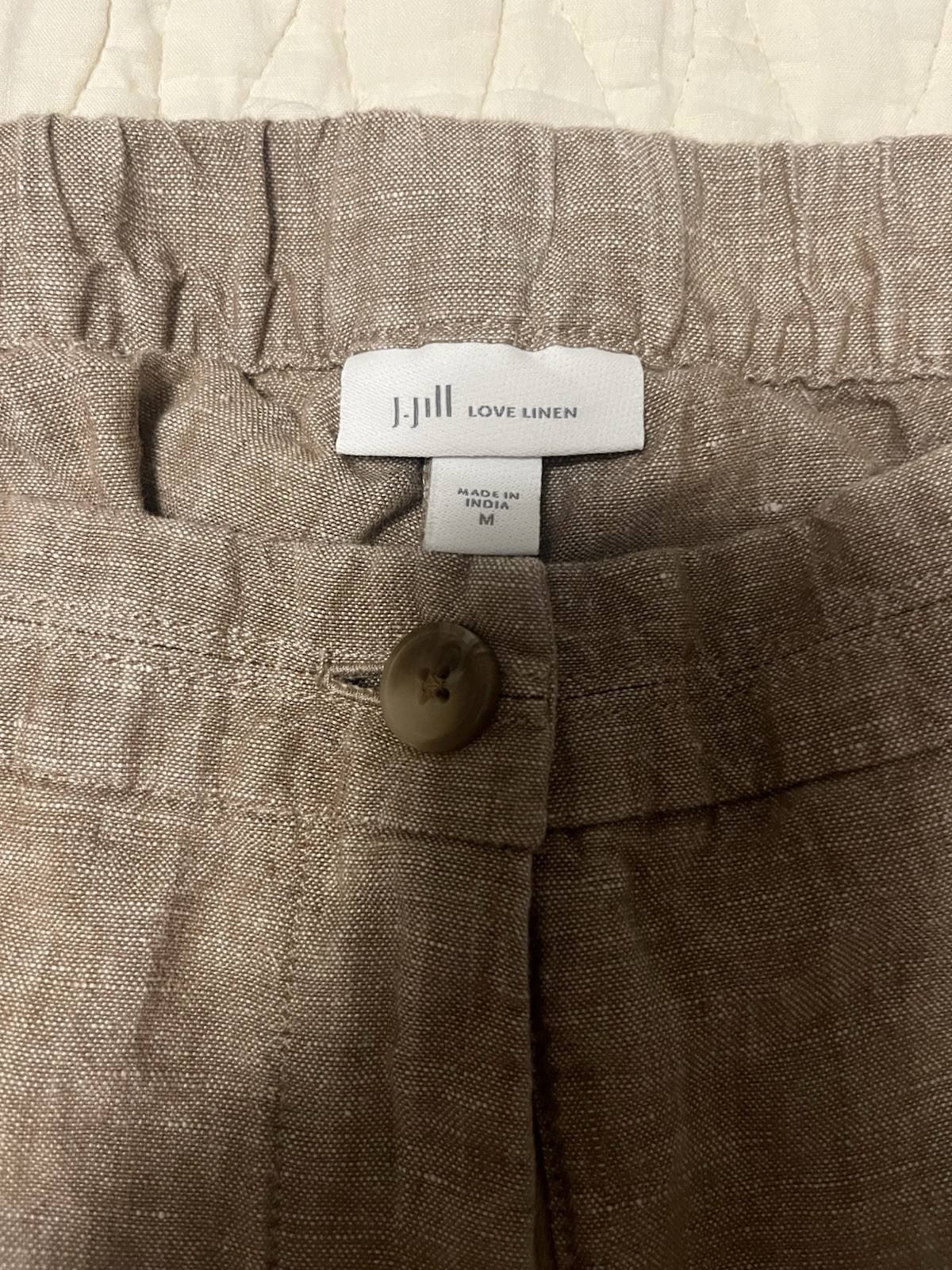 J. Jill love linen 100% linen wide leg cropped pants women’s size medium tan