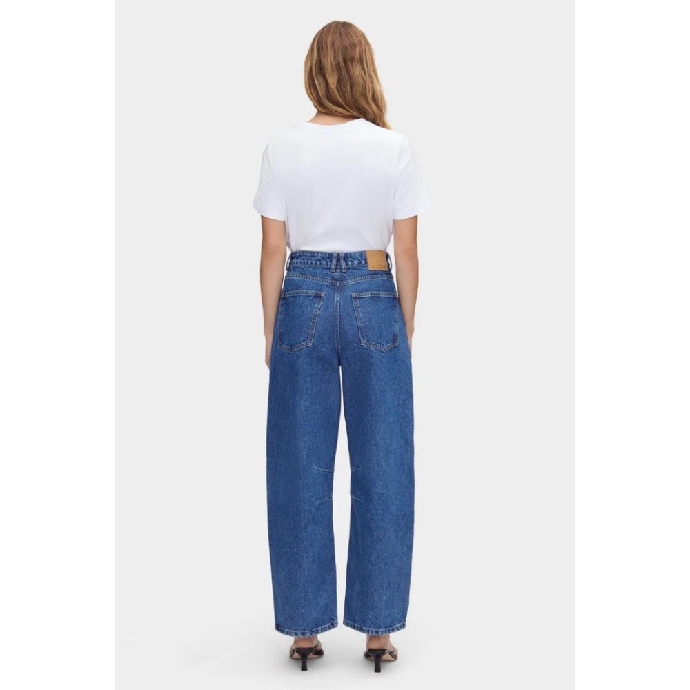 ALIGNE Markus Mid-Rise Barrel Leg 100% Organic Cotton Jeans Mid Blue 27 NWT