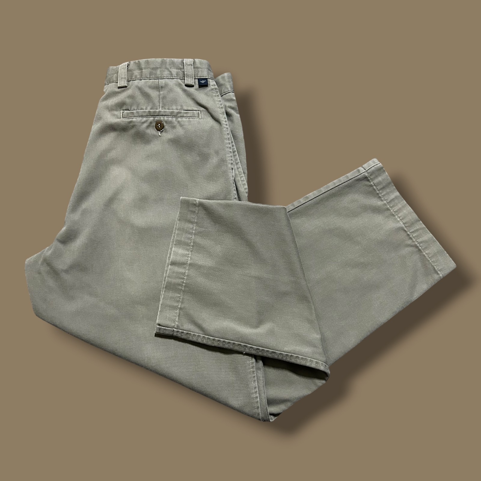 Vtg Faded Pants Pleated Khakis Dockers 90s y2k Distressed Cotton 33×28 Brown