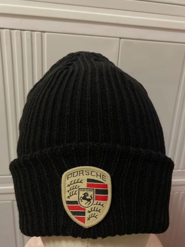 Porsche Black Knit Beanie Hat Men’s Winter Warm Cuffed Cap Adult Unisex New