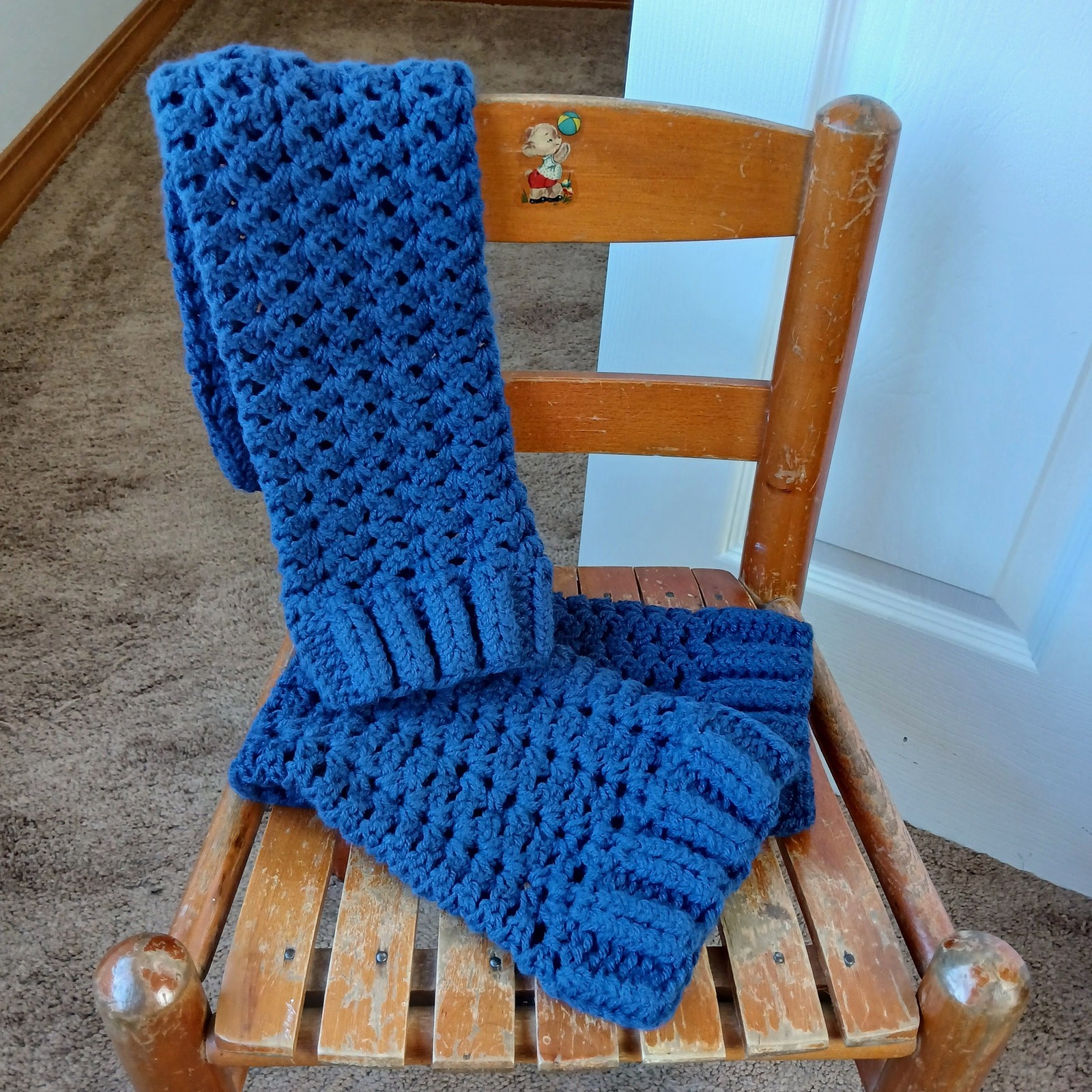 Navy Blue Leg Warmers OSFM crochet warm thick chunky over the knee dance premade