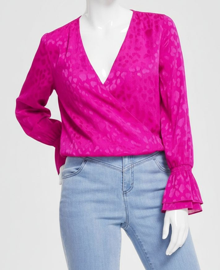 I.n.c. International Concepts Women’s Pink Ruffle Surplice Blouse Top Size S