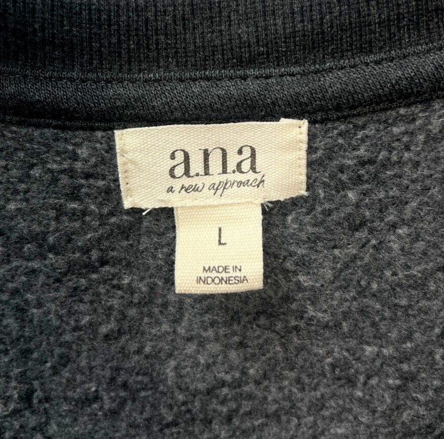 A.N.A Gray Long Sleeve Padded Shoulder Sweatshirt Women’s Size Large