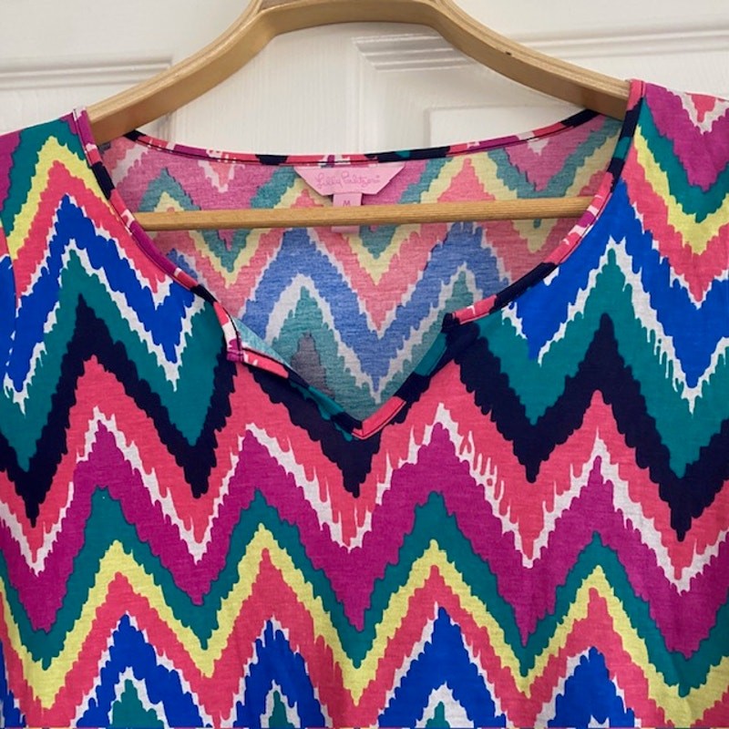 Lilly Pulitzer Gretchen Dress Hearts a Flutter Multicolor Chevron Print Women M