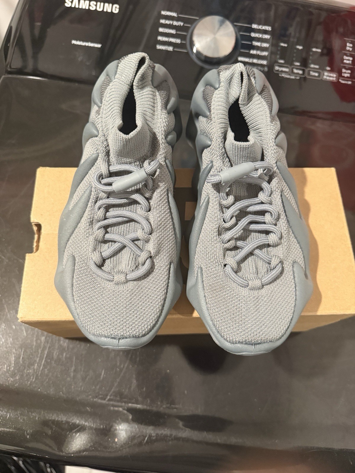 Adidas Kids Yeezy 450 Stone Marine Gray Low Top Lace-Up Knit Sneakers IG5530