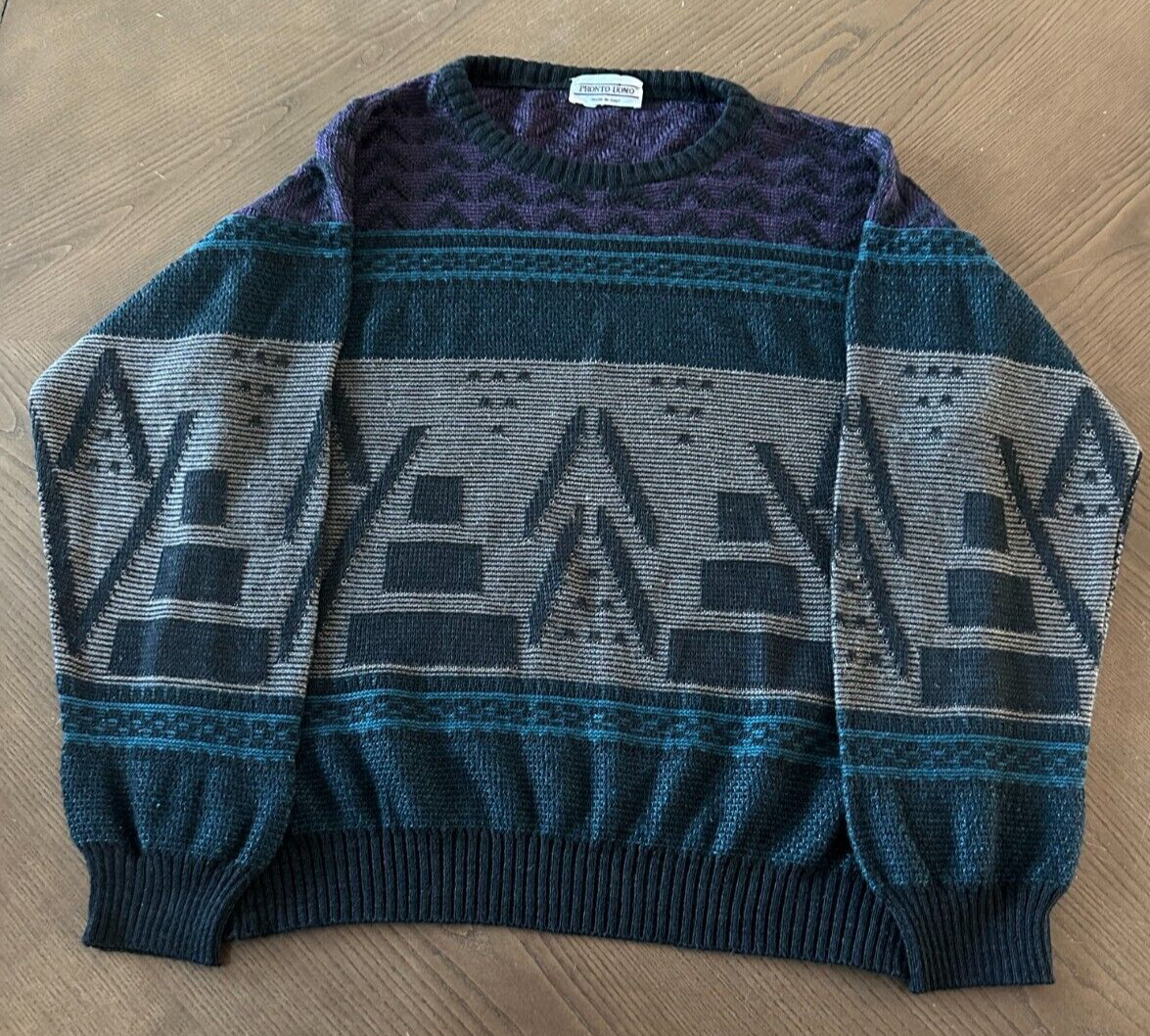 Vintage Pronto-Uomo Cosby Sweater Men’s Size L 90’s Grunge Biggie Hip Hop Italy