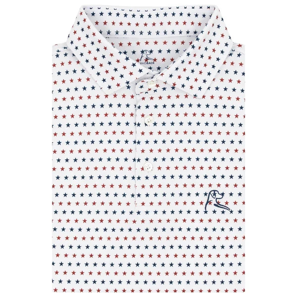 NEW!!!🔥Rhoback The States Men’s Performance XL Polo White USA Flag Stretch Golf