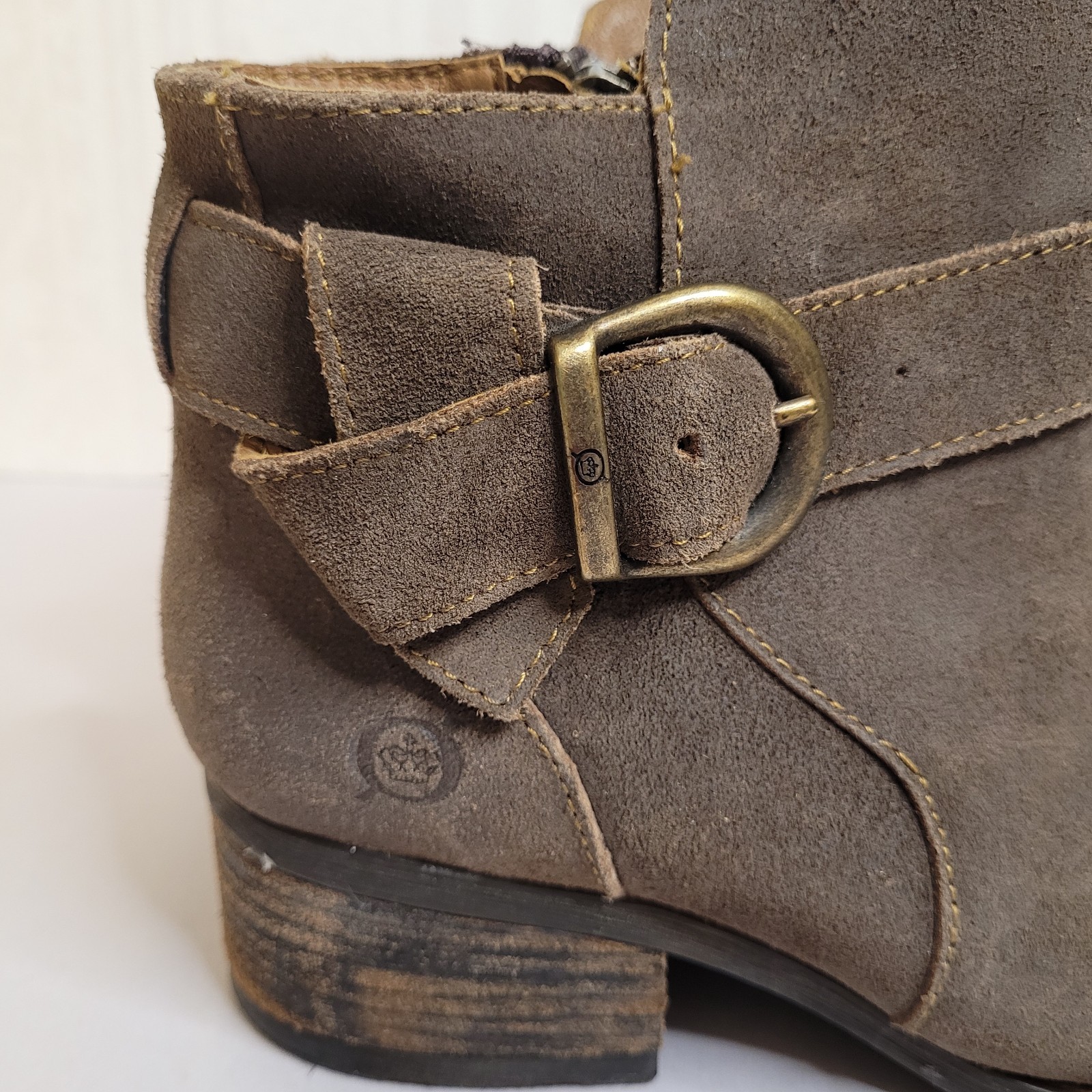 Born Morocco Distressed Tan Rugged Boho Leather Ankle Boots Size 5.5 EU 35