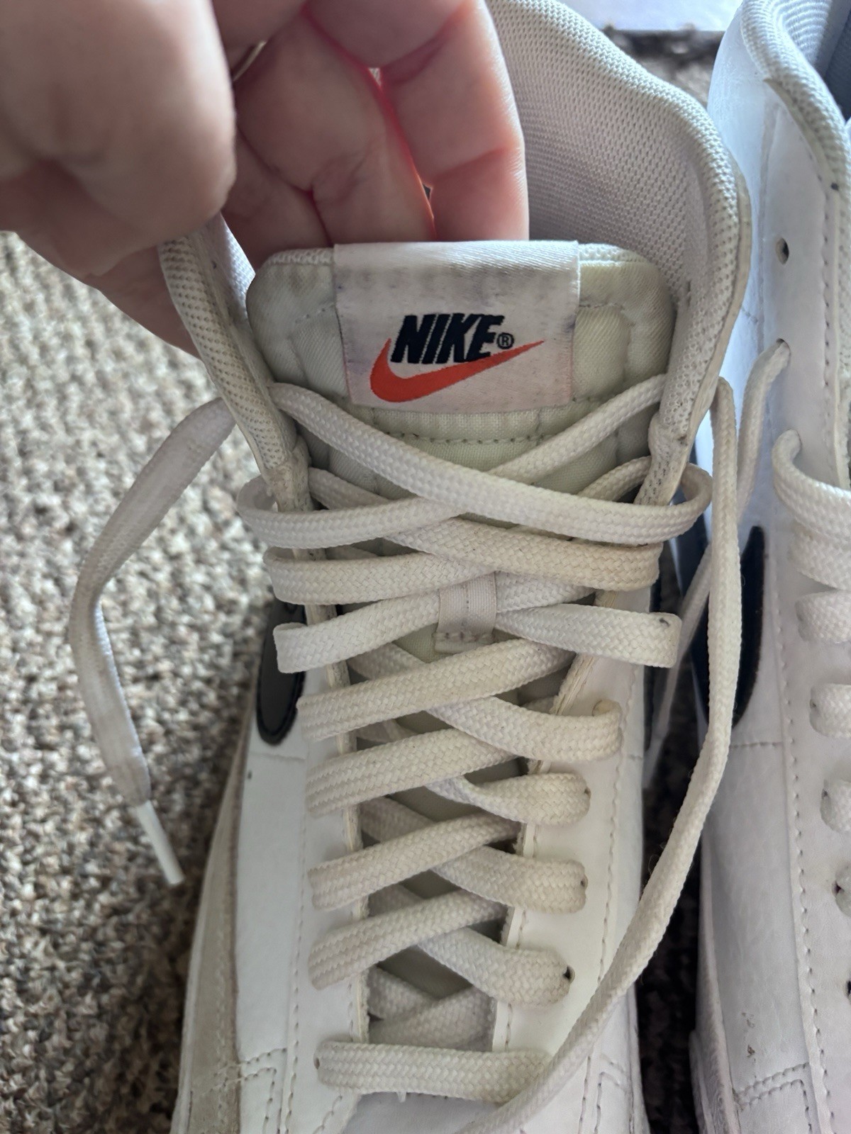 Nike Blazer Mid Top Lace-Up Athletic Sneakers White Blue Solid Kids’s Casual