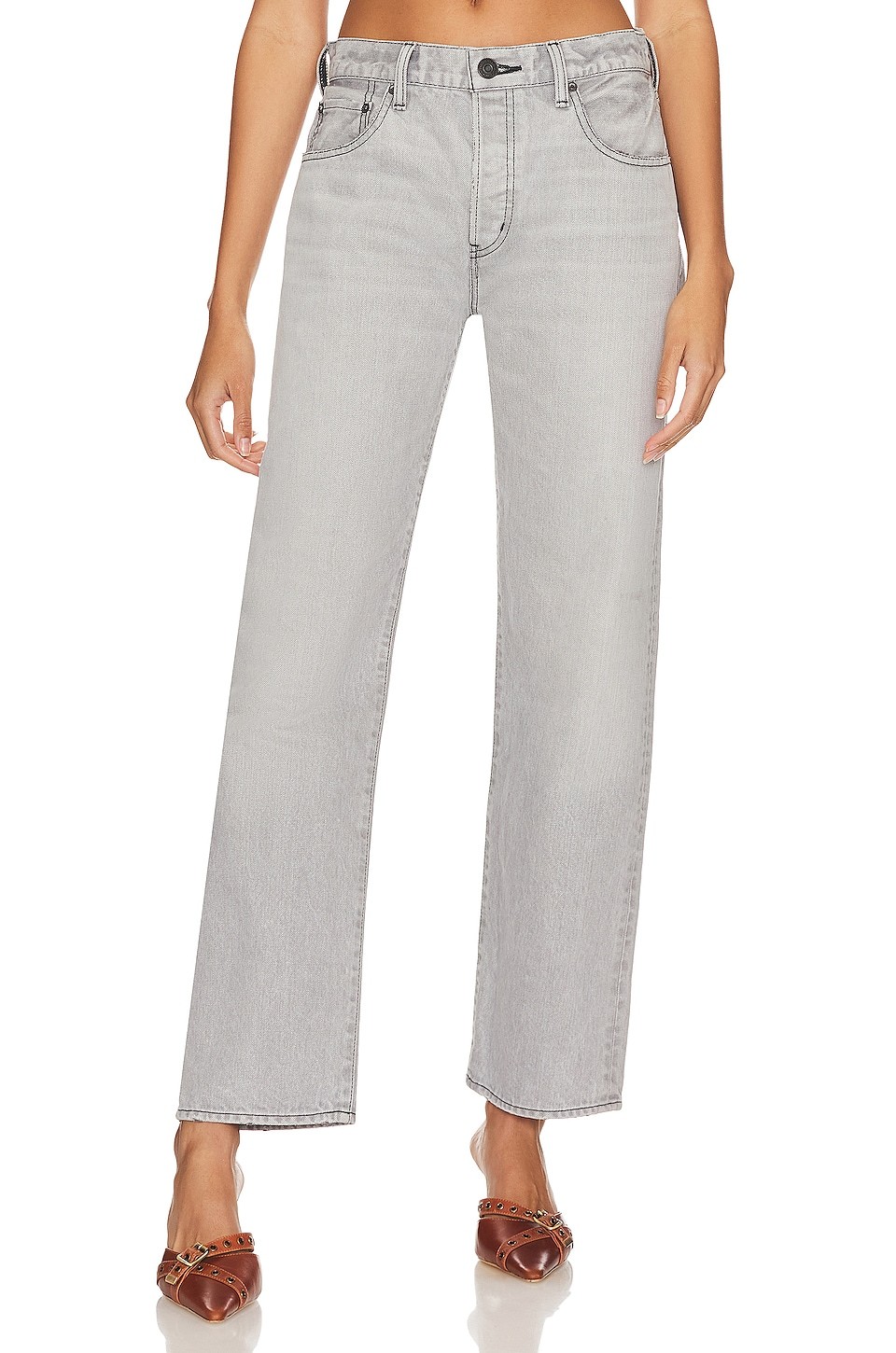 MOUSSY VINTAGE NWT $360 Panaca Straight-Leg Jeans in Light Black 24