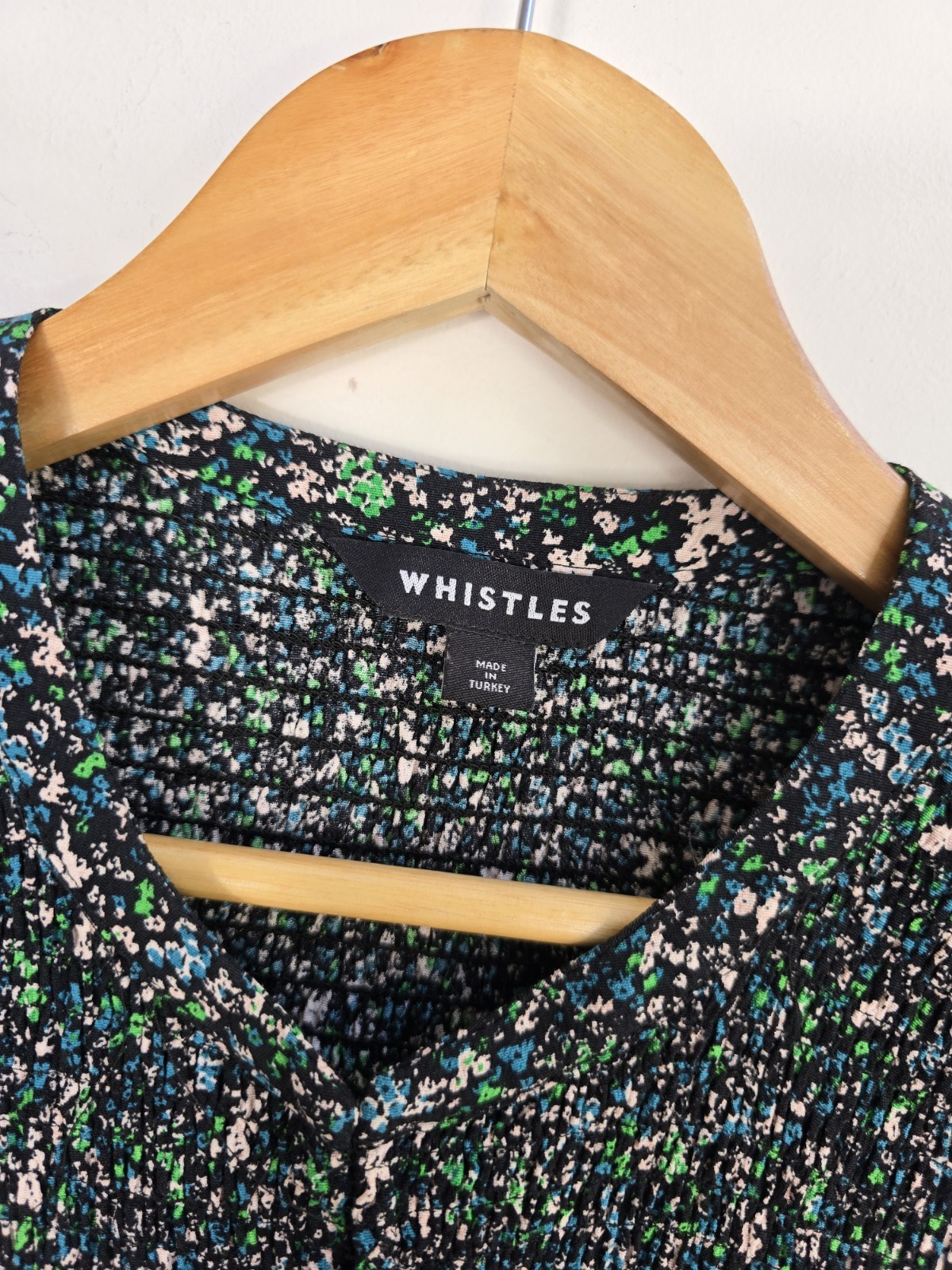Whistles Size 10 Blouse Blue Green Floral Print Long Sleeve Sleeve Womens Top