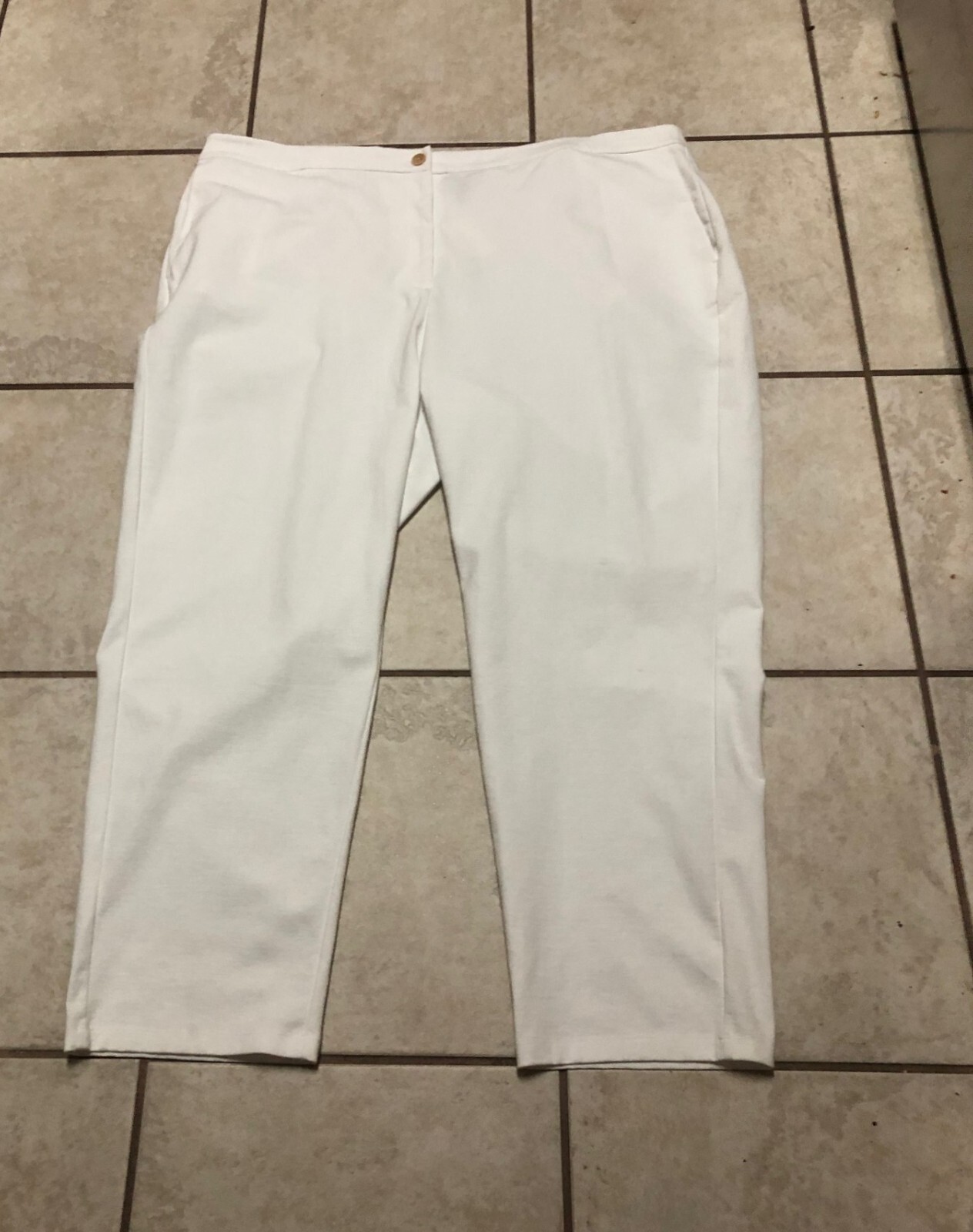 NWT EILEEN FISHER “3X” WHITE ORG COTTON BLEND PONTE HI WAISTED ANKLE PANTS $178