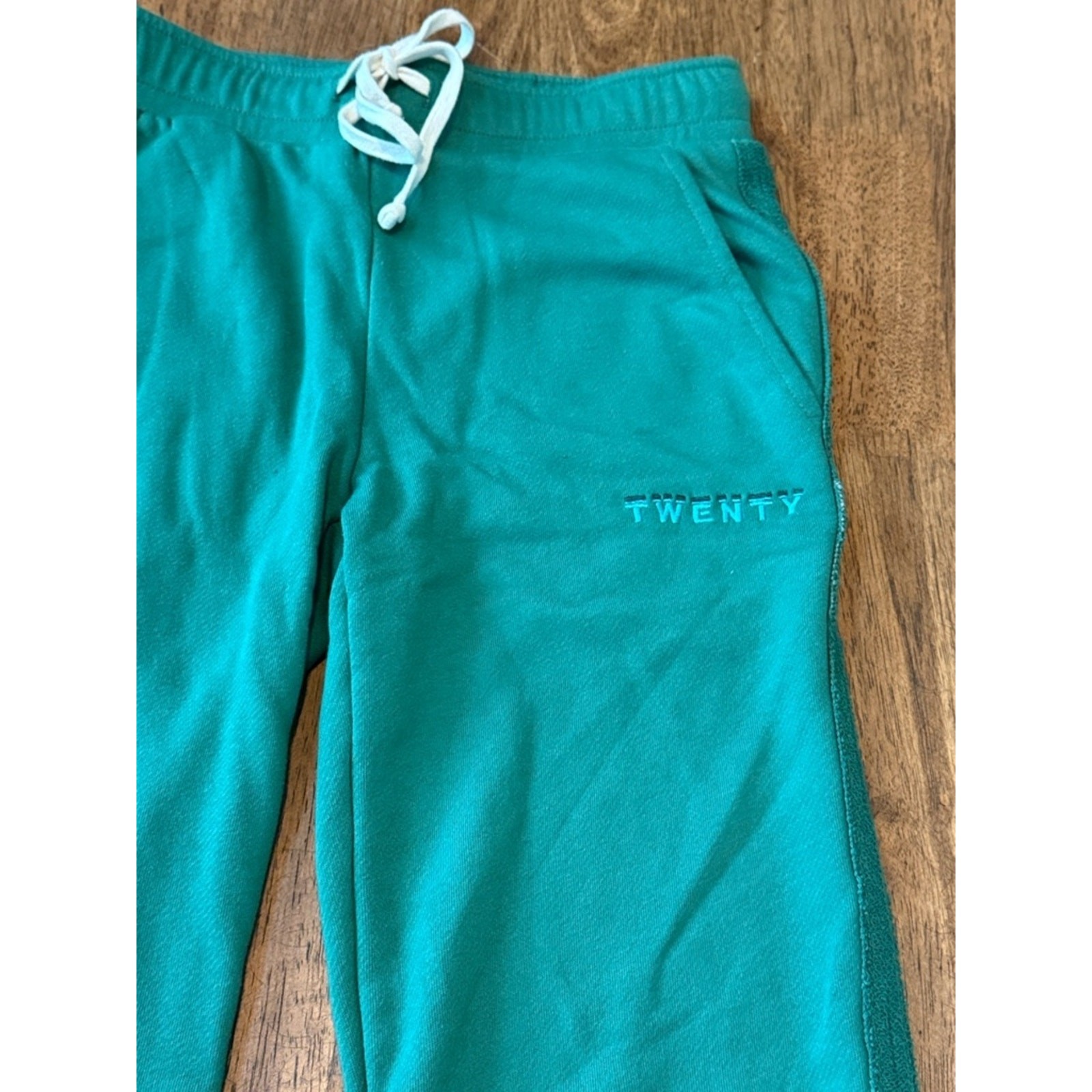 Twenty Green Jogger Pants with White Drawstring Size S