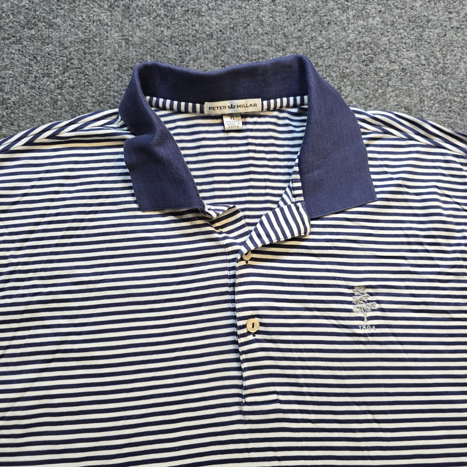 Peter Millar Shirt Mens XL Blue Striped Short Sleeve Stretchy Golf Polo Casual