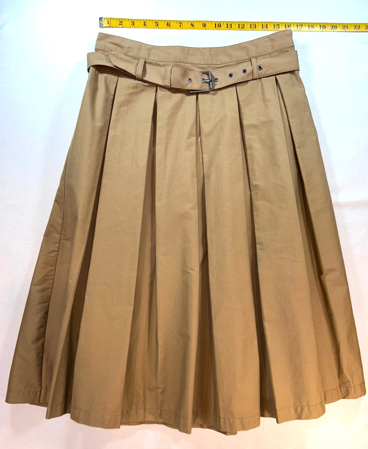 Future Collective by Reese Blustein Camel Belted Pleated Midi Skirt Size 10