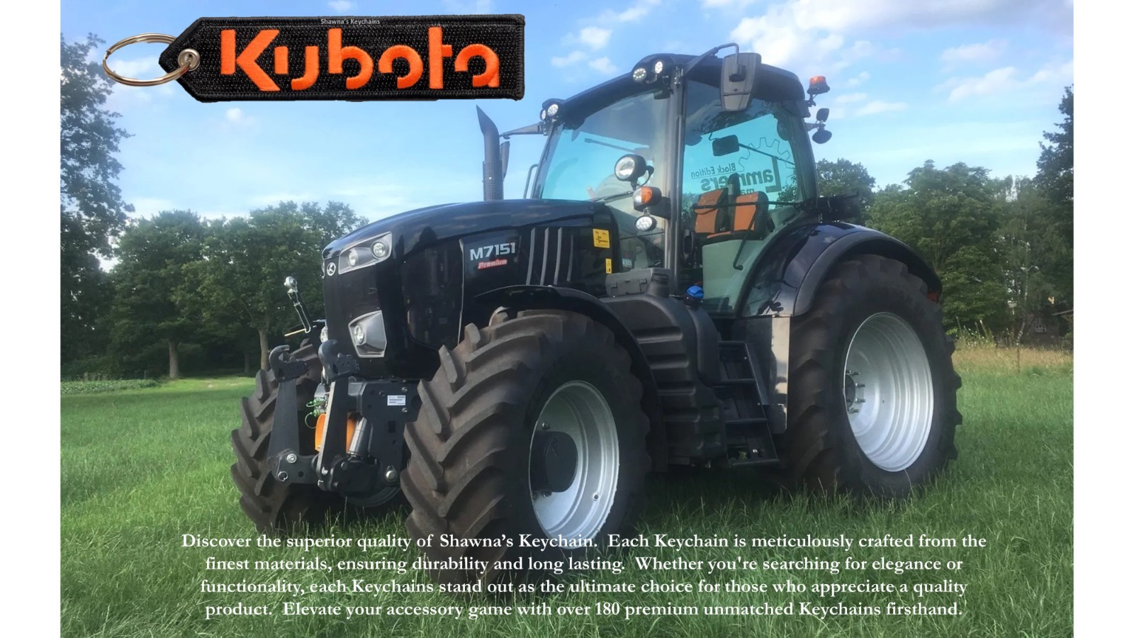 Kubota Tractor Keychain Patch Double-Sided Embroidered Tractor Key Tag Fob