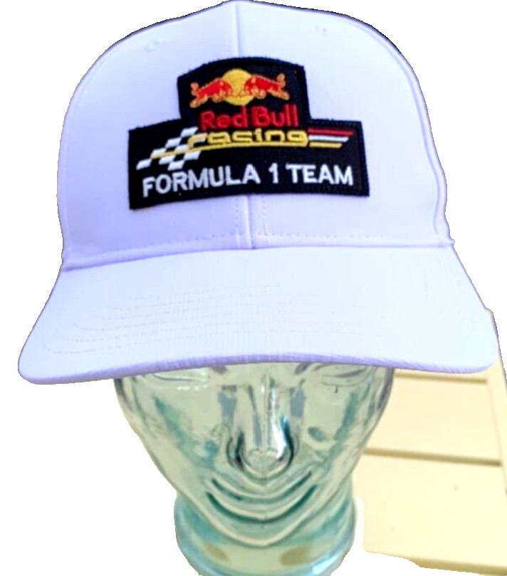 Formula 1 Team White Performance Cap. Black stitched patch. Handmade.