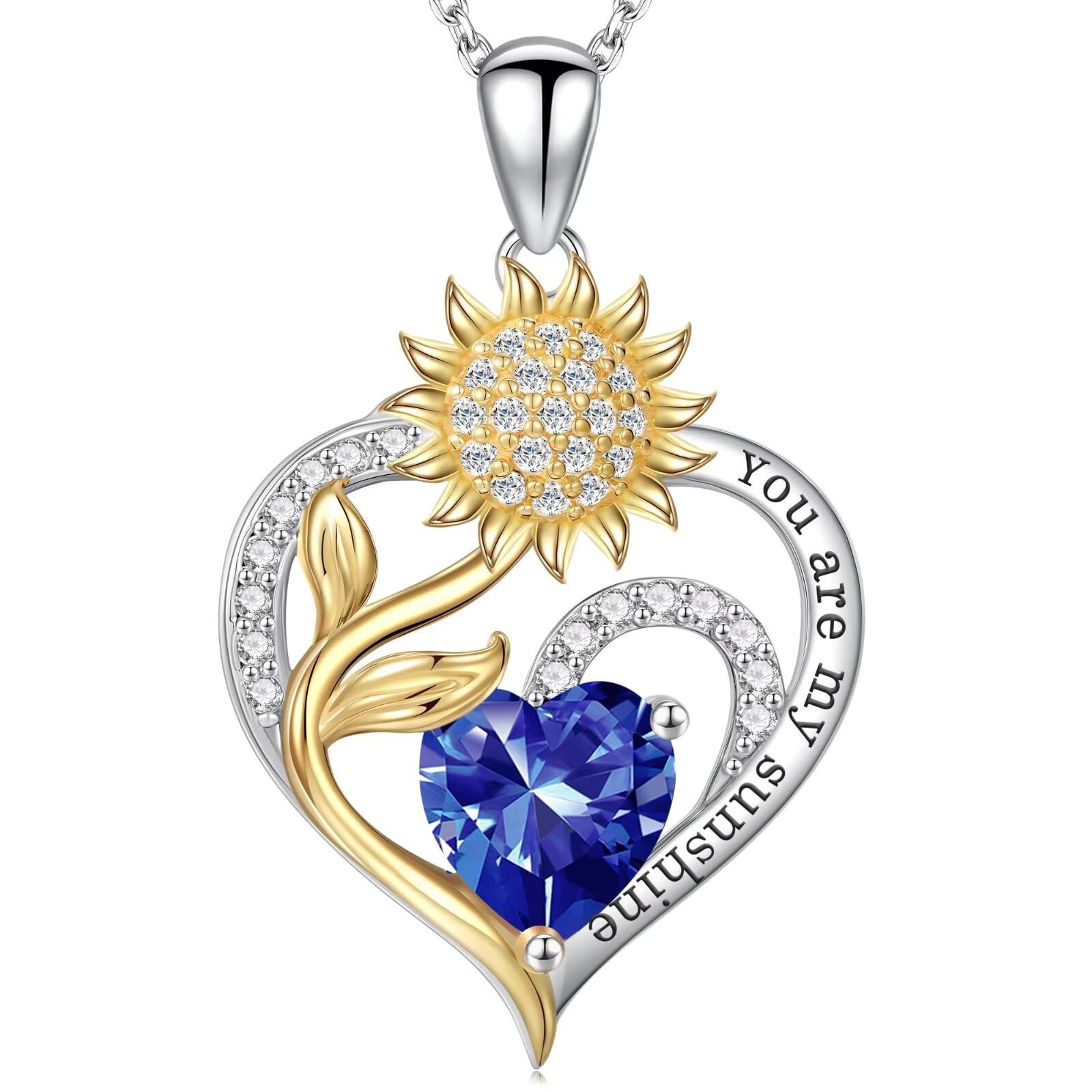 Iefil Sunflower Gifts for Women, 1.00″ x 0.86″, 12-December-Tanzanite Blue
