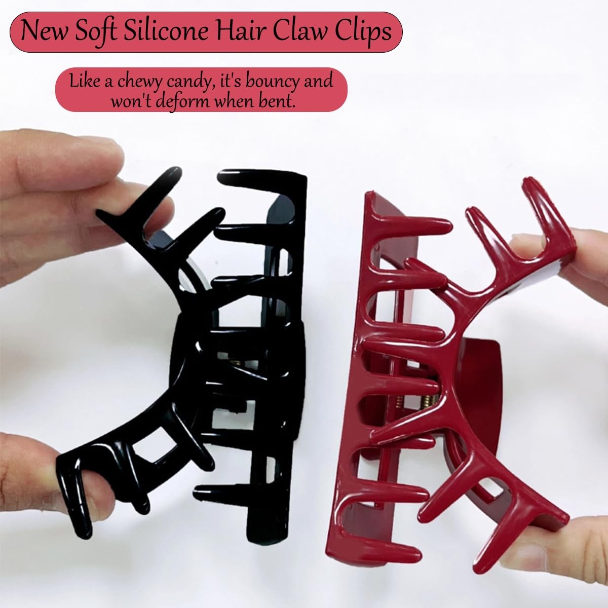 6Pcs Cloud Claw Clips for Women 4.2 Inch Square 1 Count (Pack of 1), Black