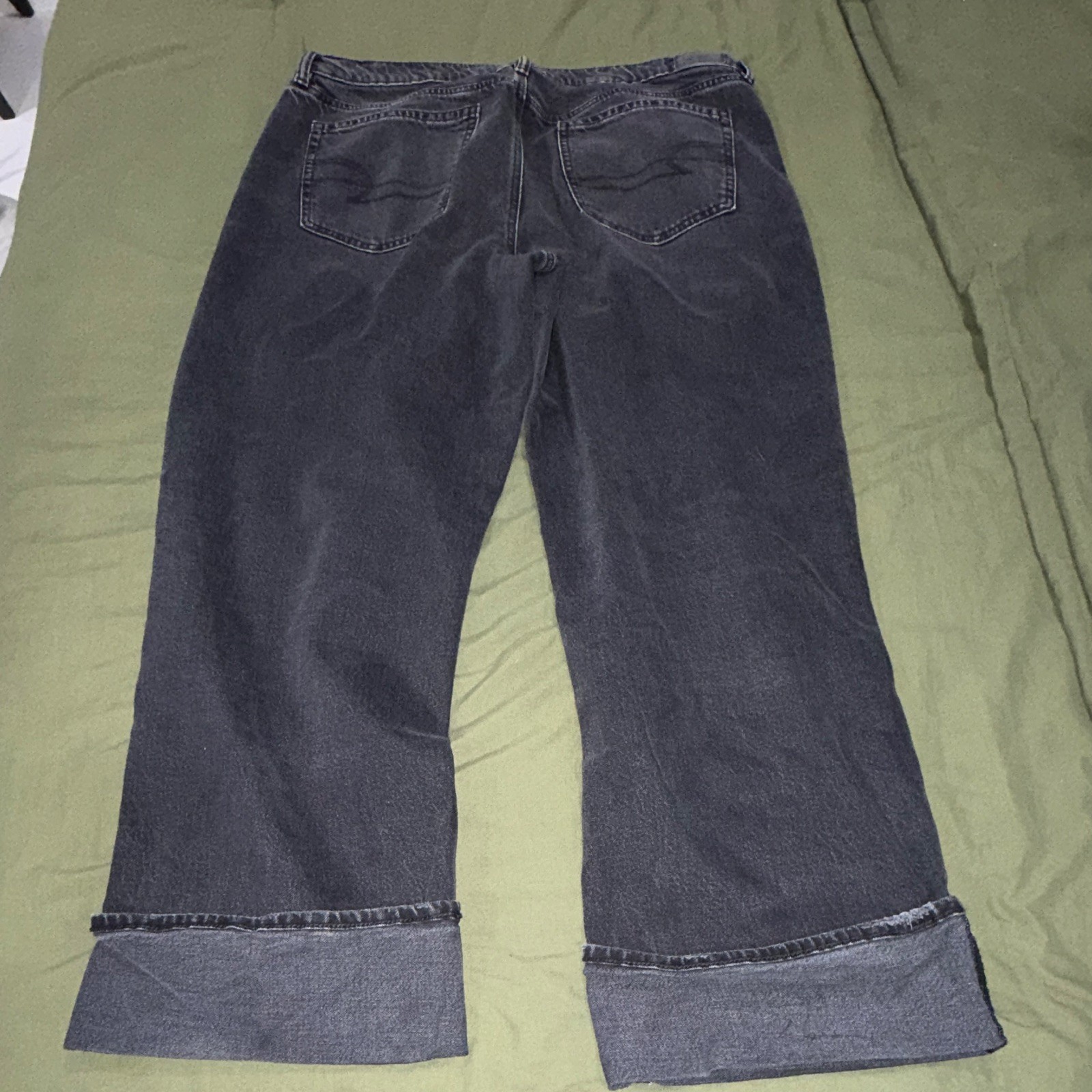 American Eagle Outfitters Black Charcoal Wash Stovepipe Jeans Size 16 Cuffed