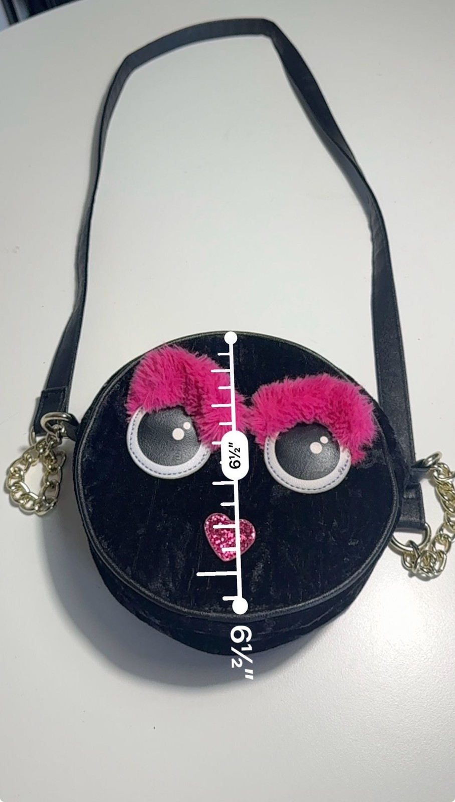 Luv Betsey by Betsey Johnson Black Velvet Round Face Crossbody Bag