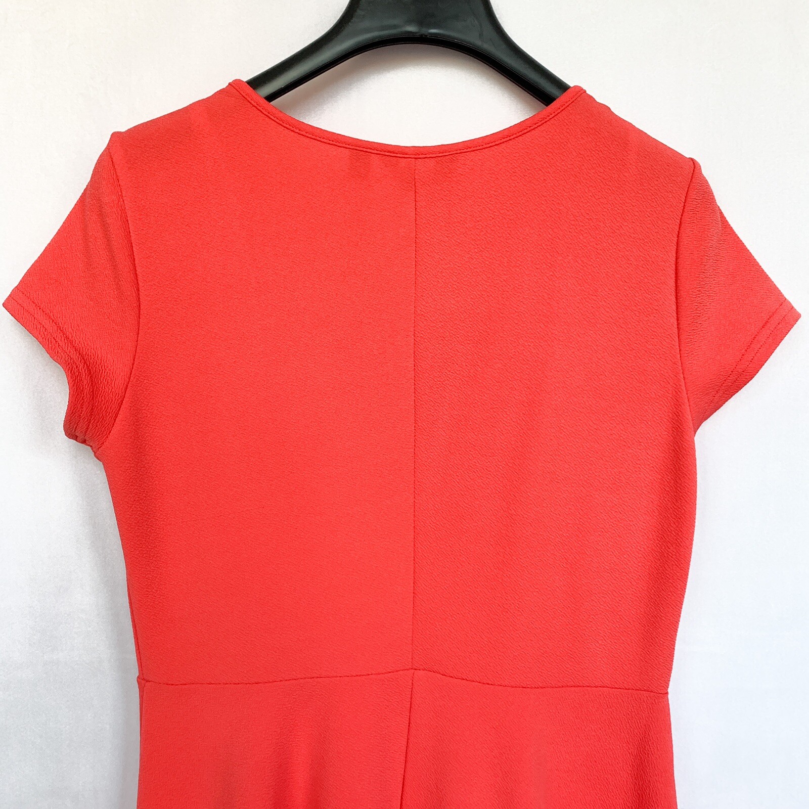 Mlle Gabrielle Fit and Flare Dress Size L Bright Coral/Peach Crochet Textured