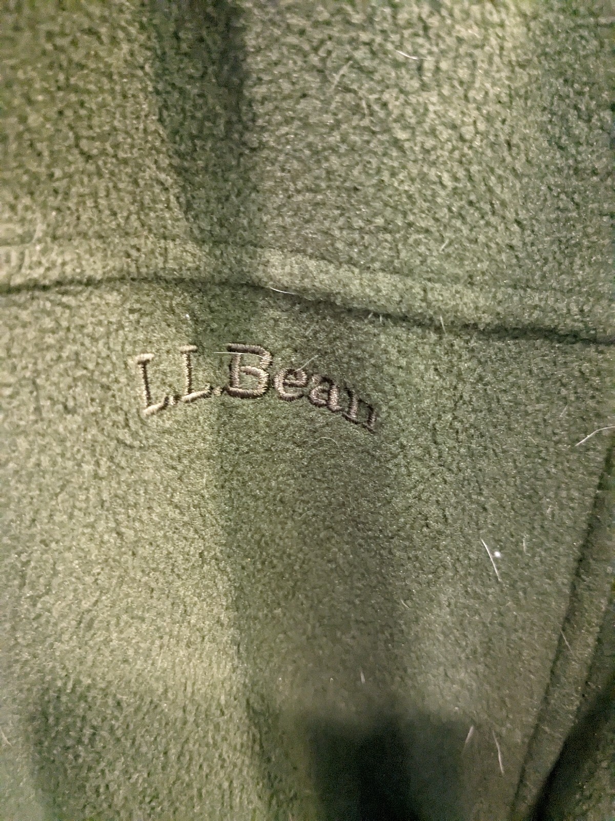 LL Bean Outdoor Gray Zip Up Fleece Pullover Sweater Size Medium collar embroider