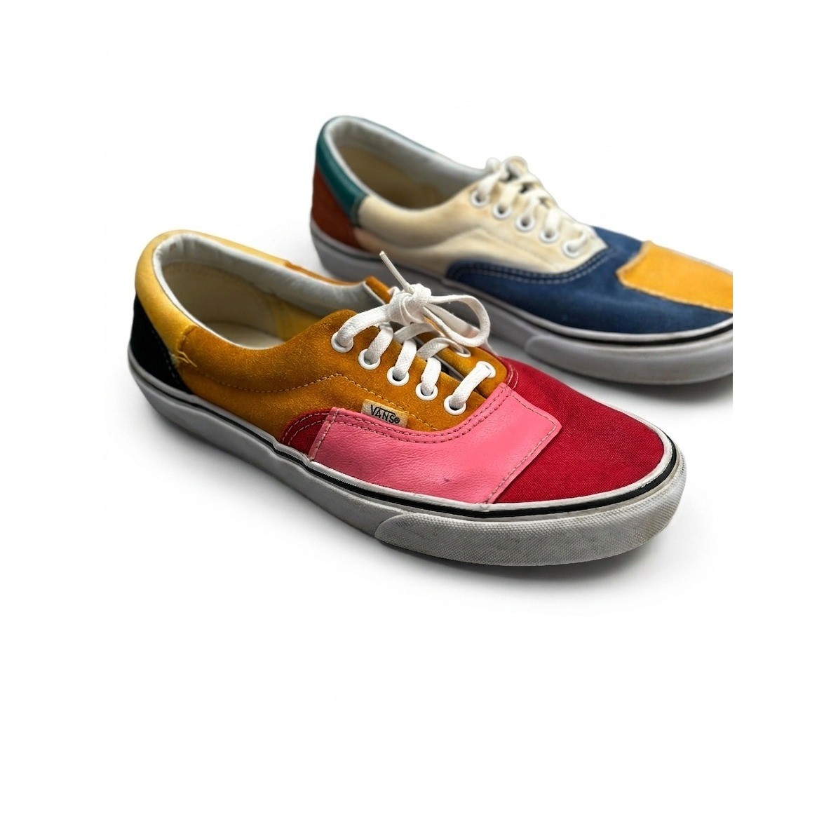 Vans Era Patchwork Multi Color Mismatched Skate Shoes Mens 10 Low Top Sneakers