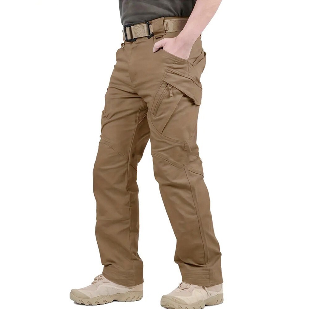 Men Outdoor Waterproof Cargo Work Pant Relaxed Fit Multi Pocket Tactical Trouser