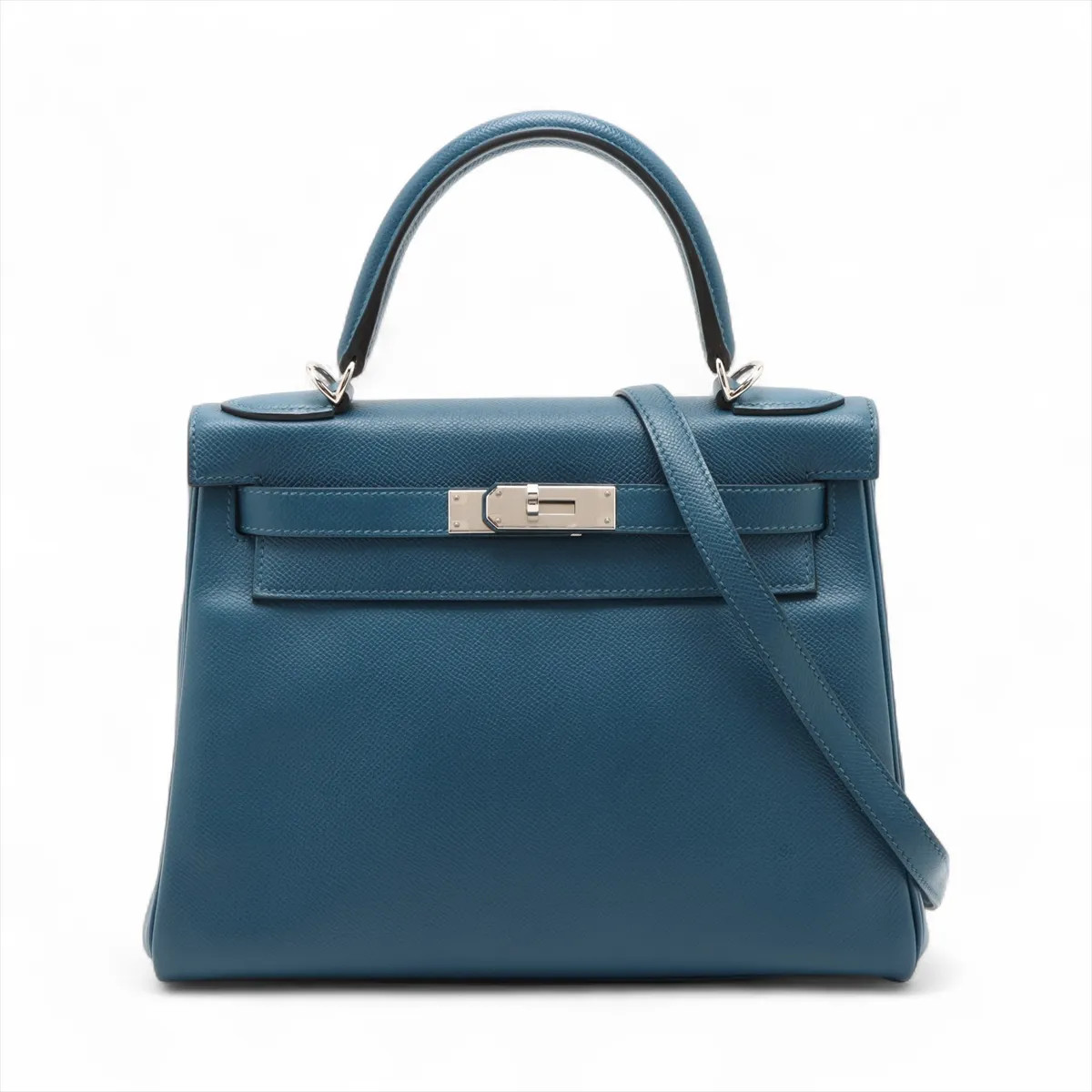 Hermès Kelly 28 Le Tournay Veau Epsom Blue agate Silver Metal Fittings T:2015