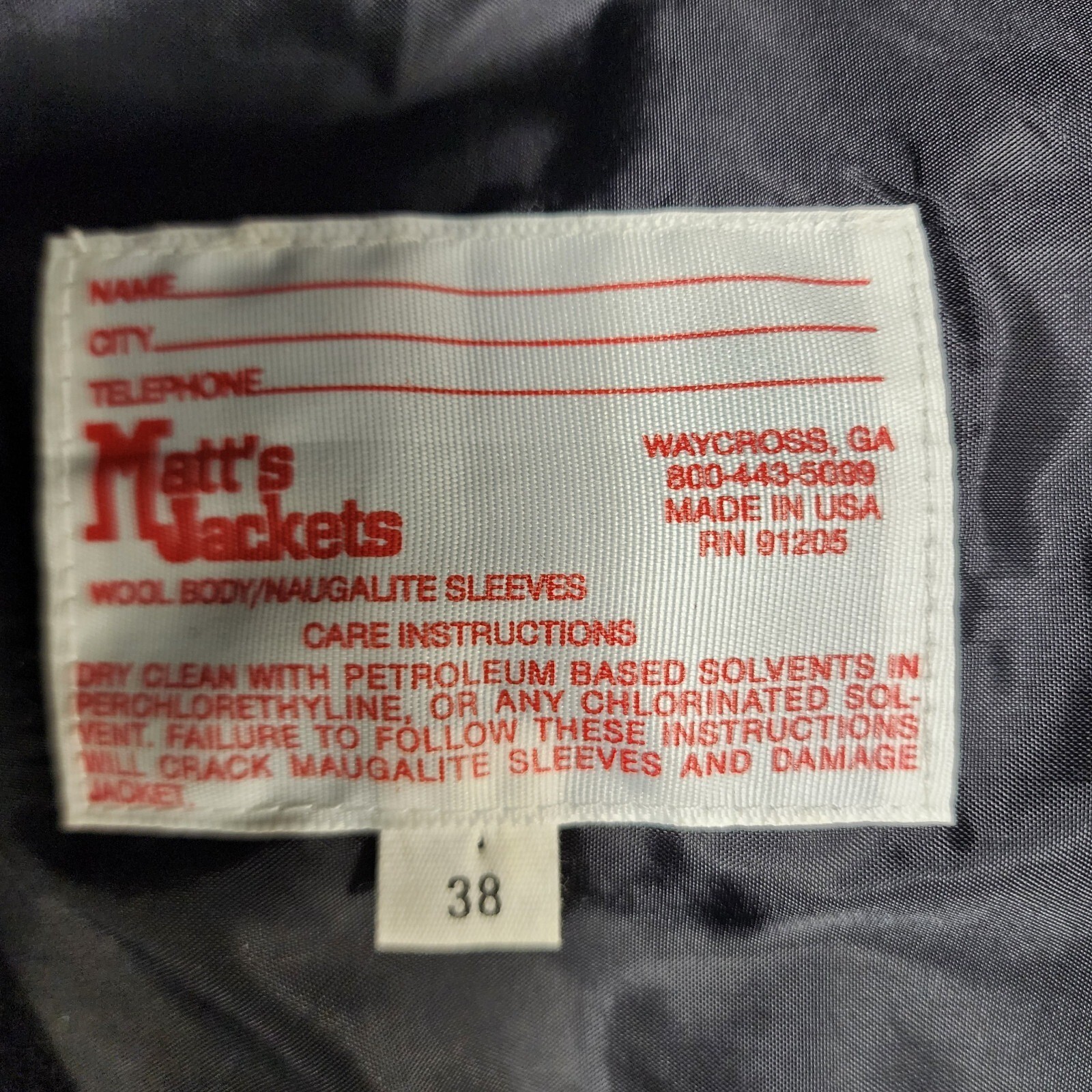 Matts Jackets Letterman Varsity Jacket Wool Body Naugalite Sleeves Vintage USA