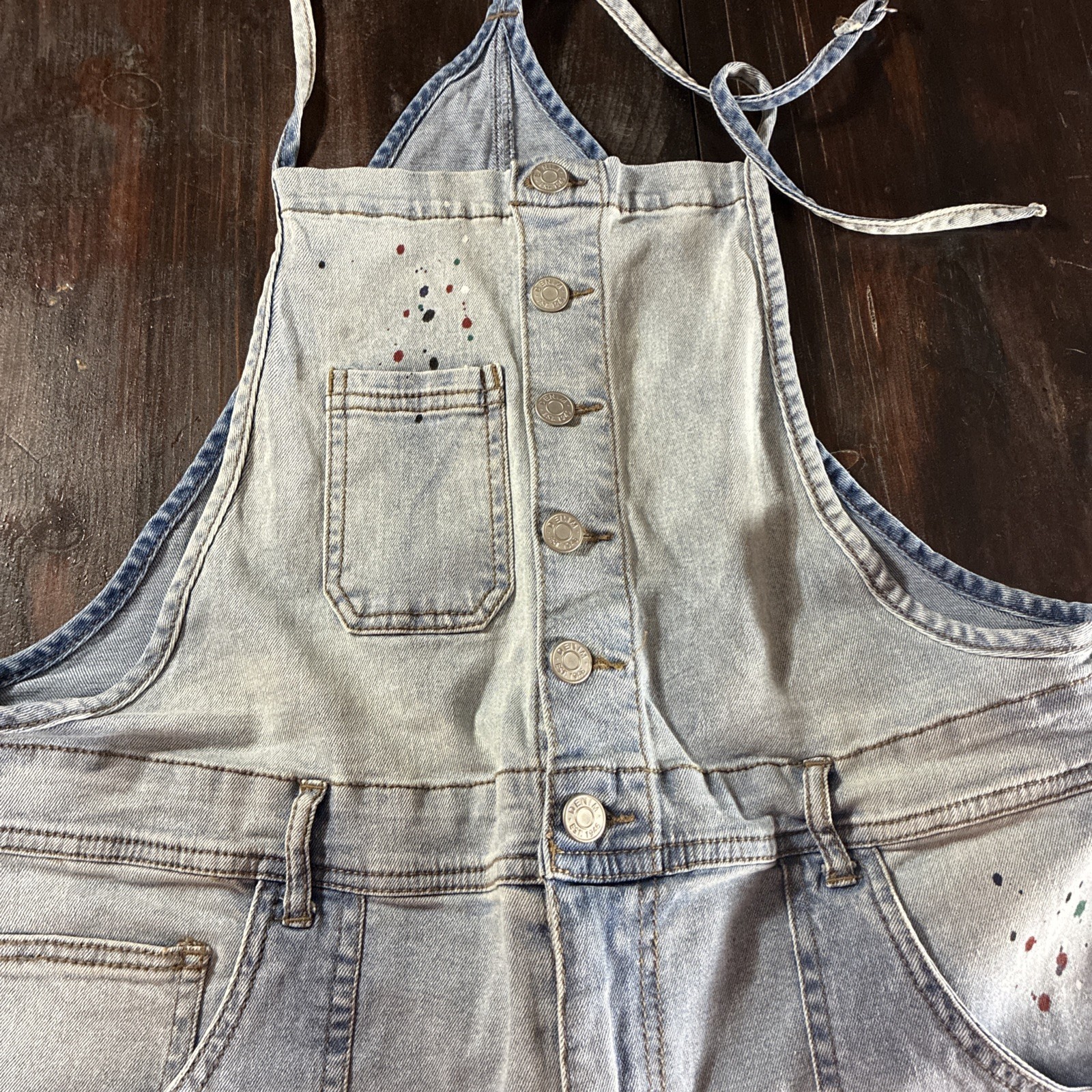 Women’s Cato New With Tag Denim Overalls – Size 12 Paint Spatter Design