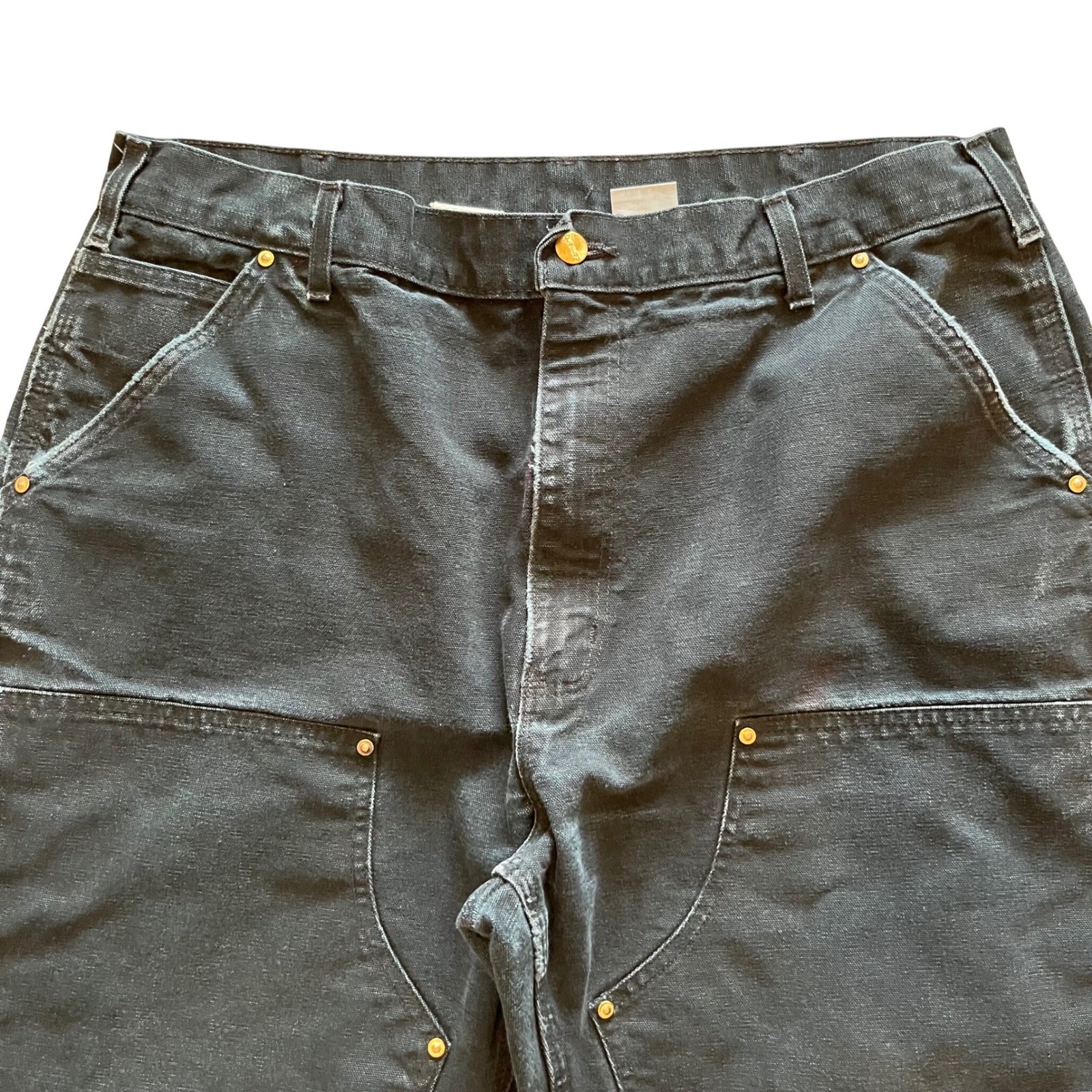 Carhartt B01 BLK Double Front Work Pants Black Duck Canvas Made in USA 38×34