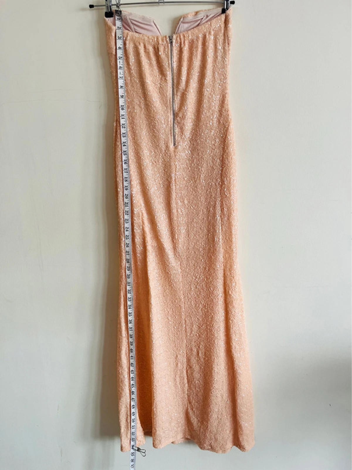 TFNC Showstopper Size 12 Peach Long Sequin Maxi Dress Prom Dress Cocktail Party