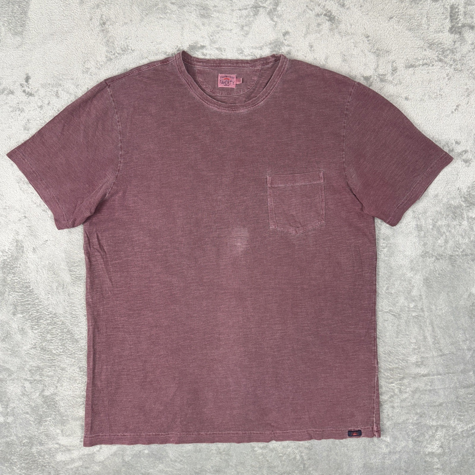 FAHERTY Men’s Heather Pocket Tee T-Shirt L Purple 100% Organic Cotton Comfort
