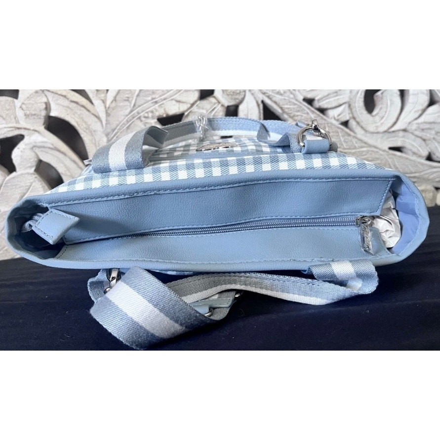 NWT Betsey Johnson Blue/Gray & White Check Crossbody/Tote Bag/Purse