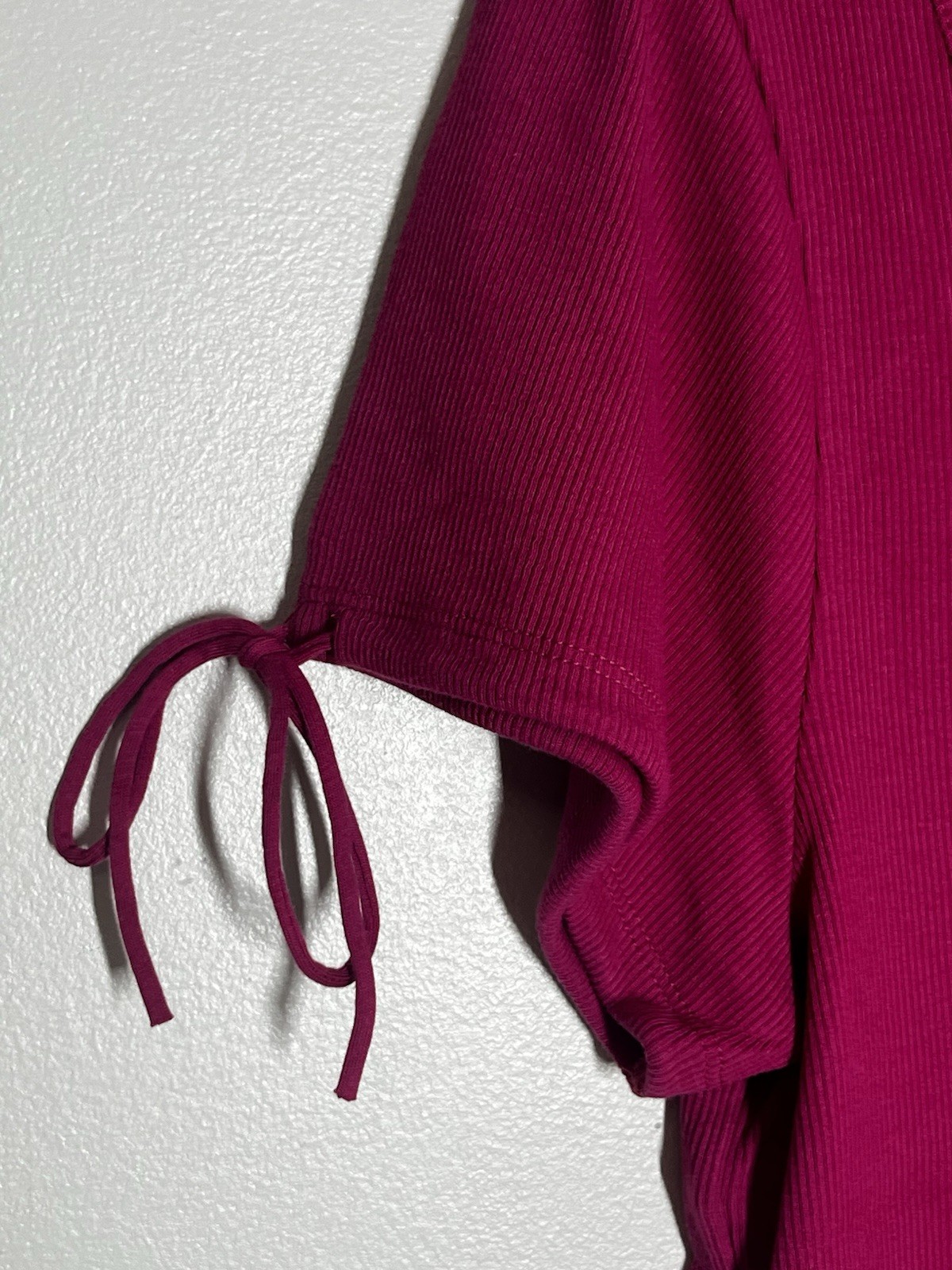 J Crew Perfect Rib Button Up Shirt with Satin Trim Womens Large Raspberry Pink