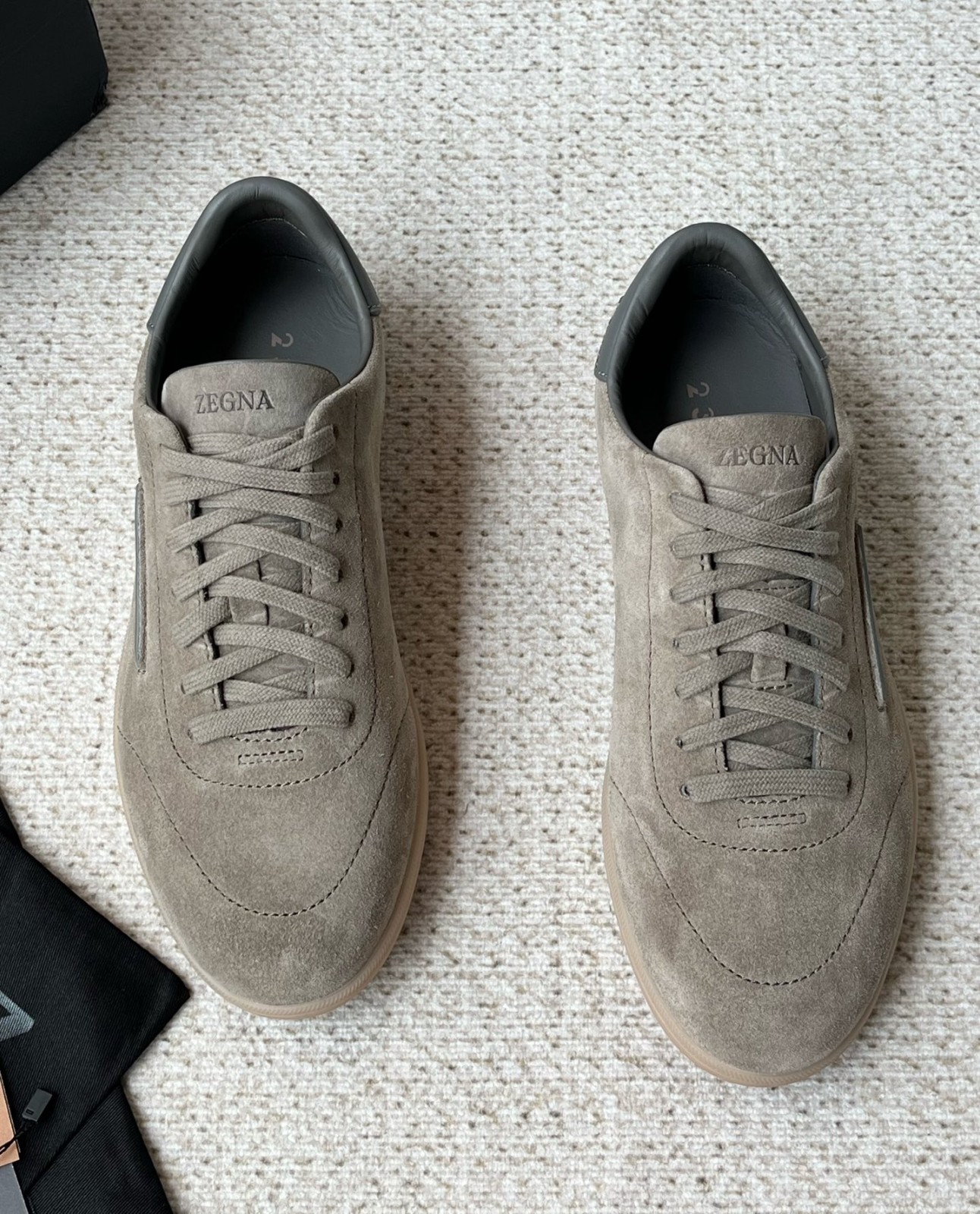 Zegna Dark Brown Suede Lace Up Low Top Sneakers 🎾