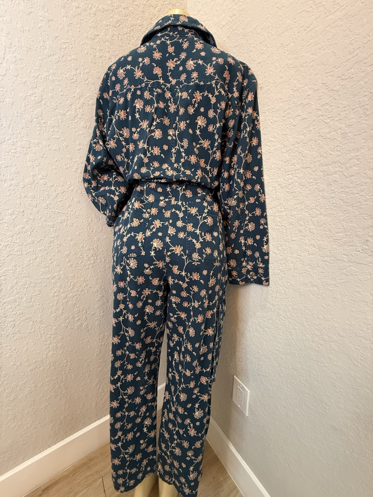 Future Collective Floral Zip Front Collared Long Sleeve Pockets Jumpsuit 10