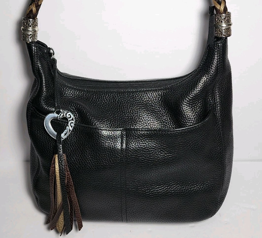 BRIGHTON BARBADOS BLACK MULTI COLOR ACCENT LEATHER HOBO SHOULDERBAG HANDBAG $265