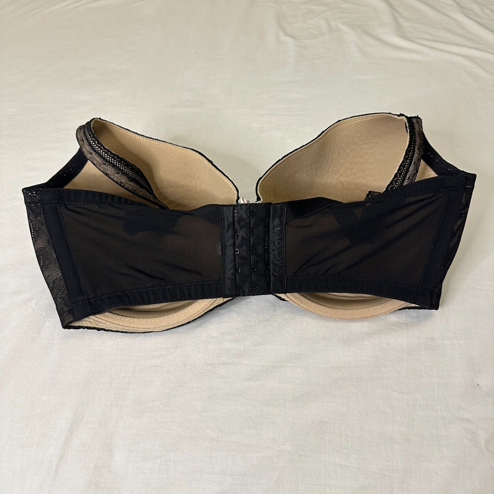 Cacique 40H Modern Lace Covered Full Balconette Bra Black Nude Underwire Plus