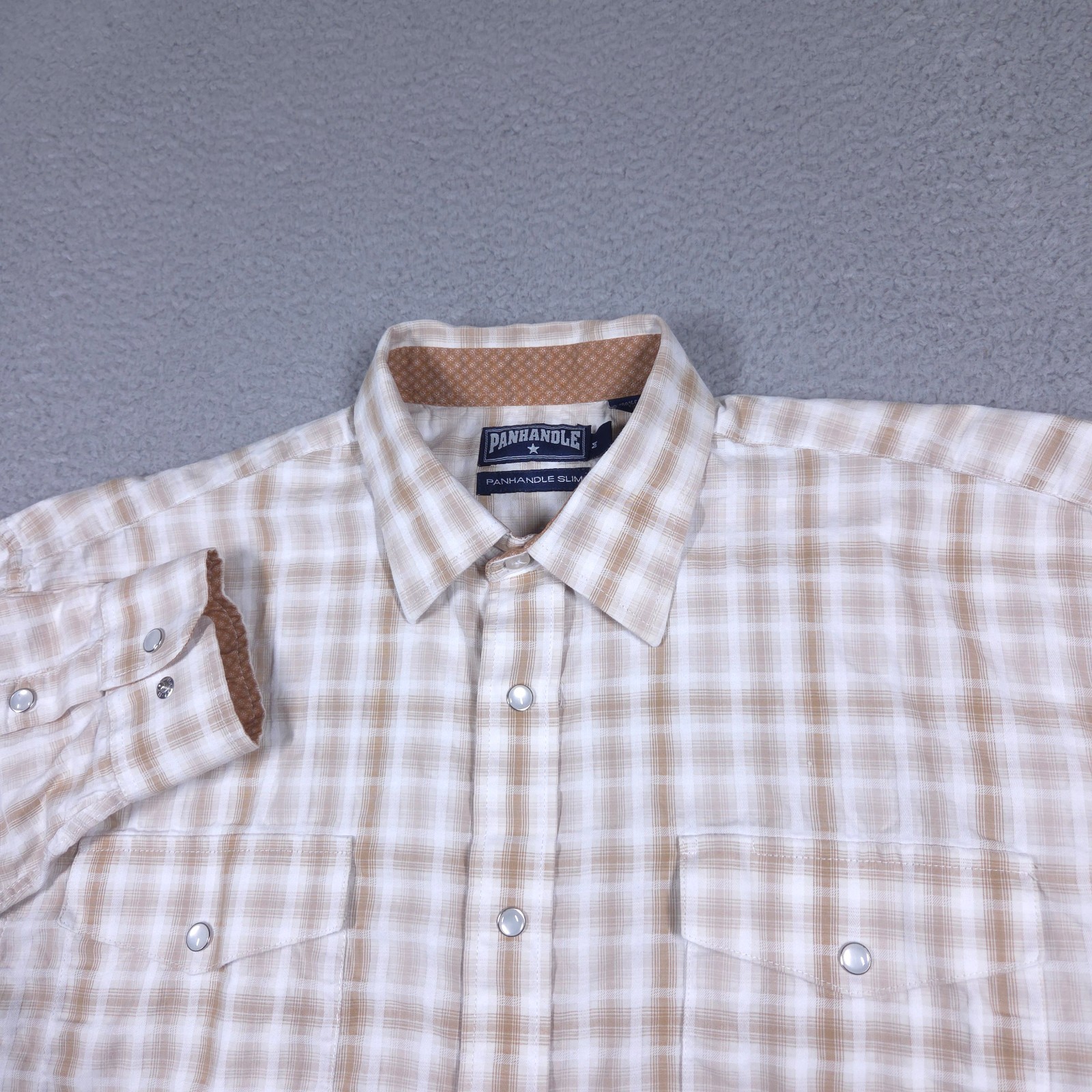 Panhandle Slim Shirt Men’s Medium Plaid Pearl Snap Long Sleeve Western Frontier