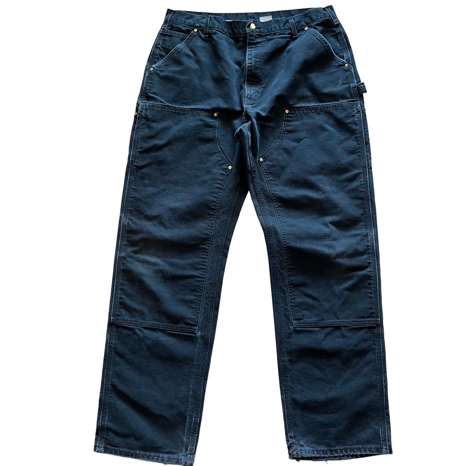 Carhartt B01 BLK Double Front Work Pants Black Duck Canvas Made in USA 38×34