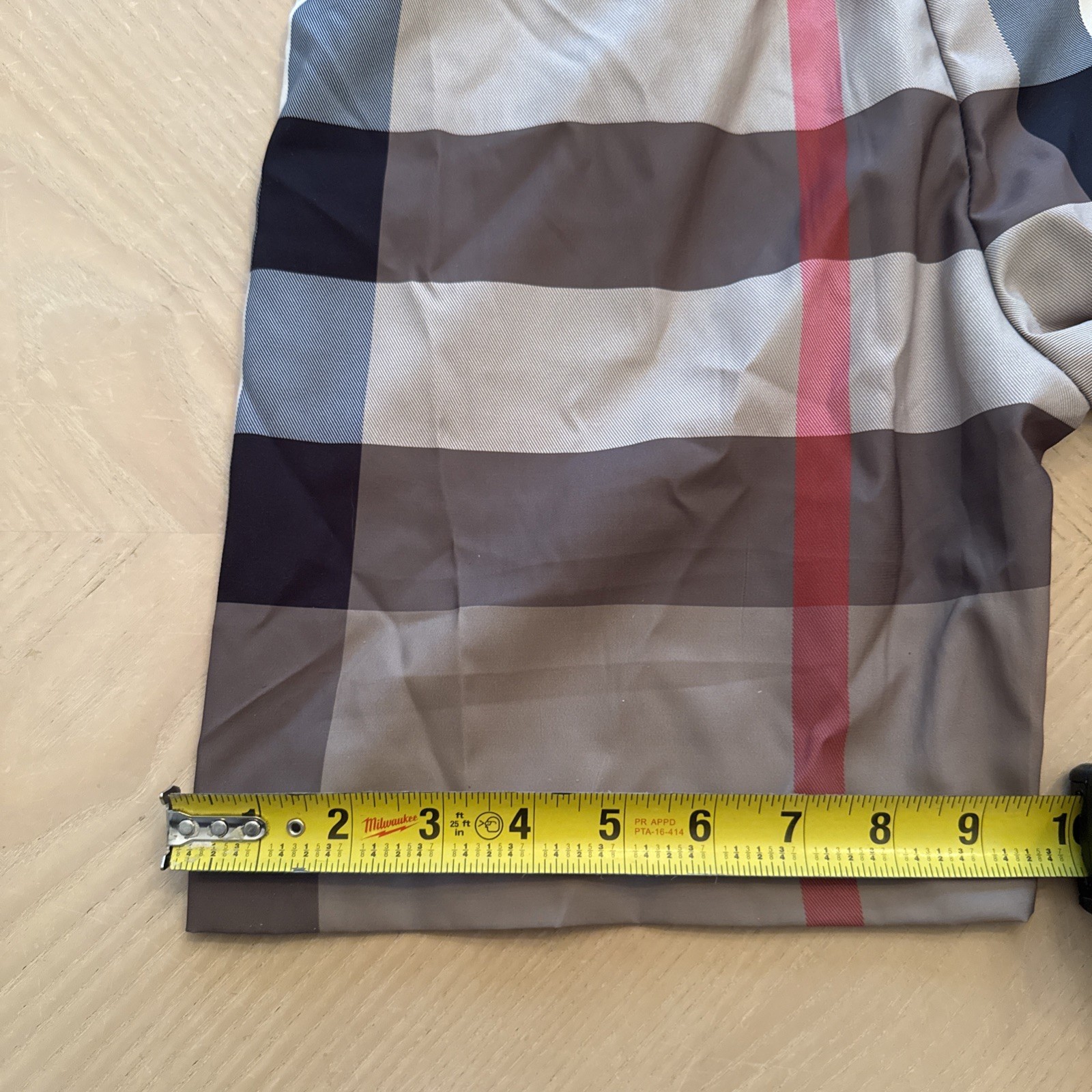 Burberry Boy’s Teens Checker Silk Swim Trunks Draw Shorts Beige Waist Size M