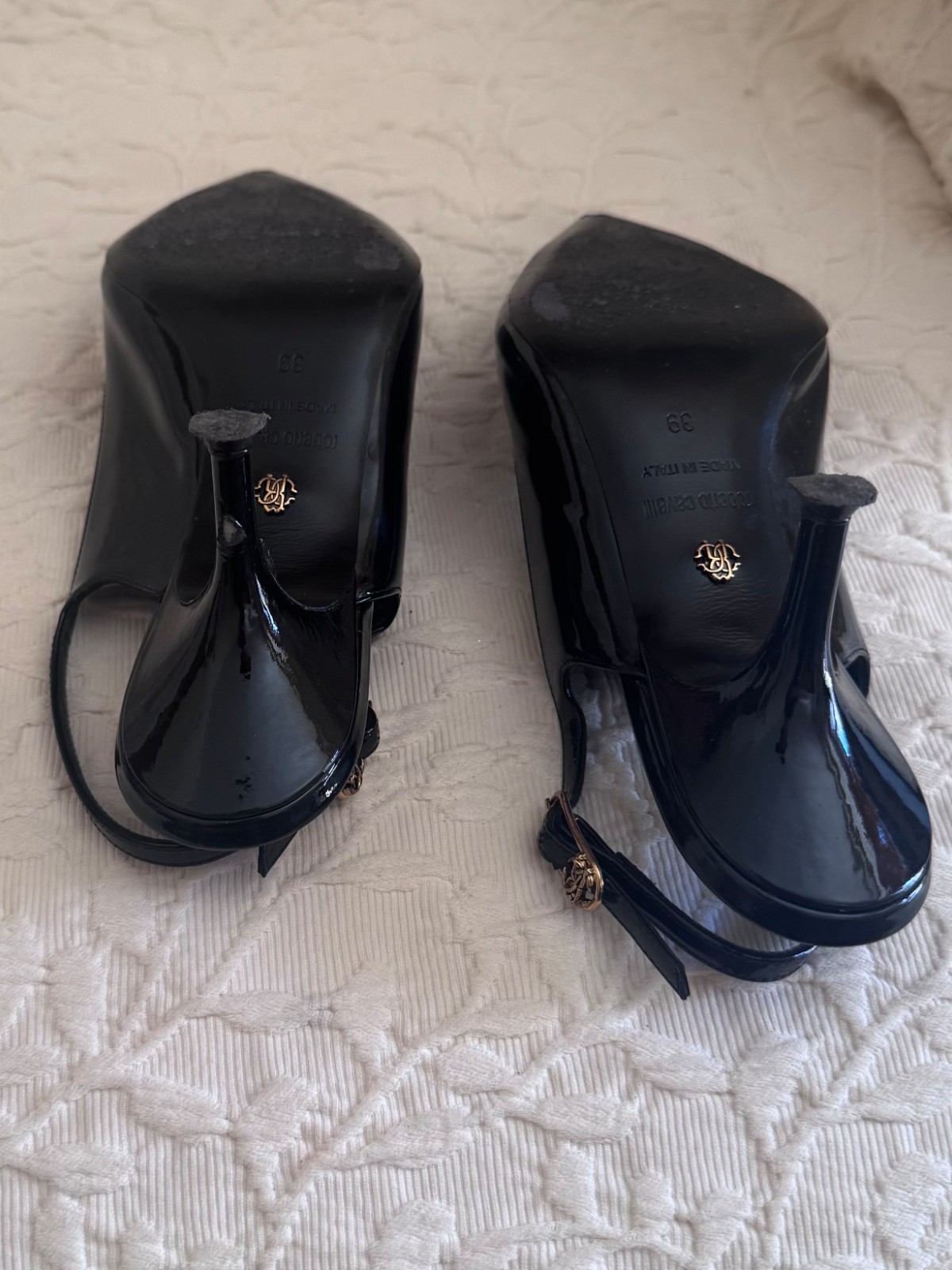 Roberto Cavalli leather heels US8 EU39 made in Italy