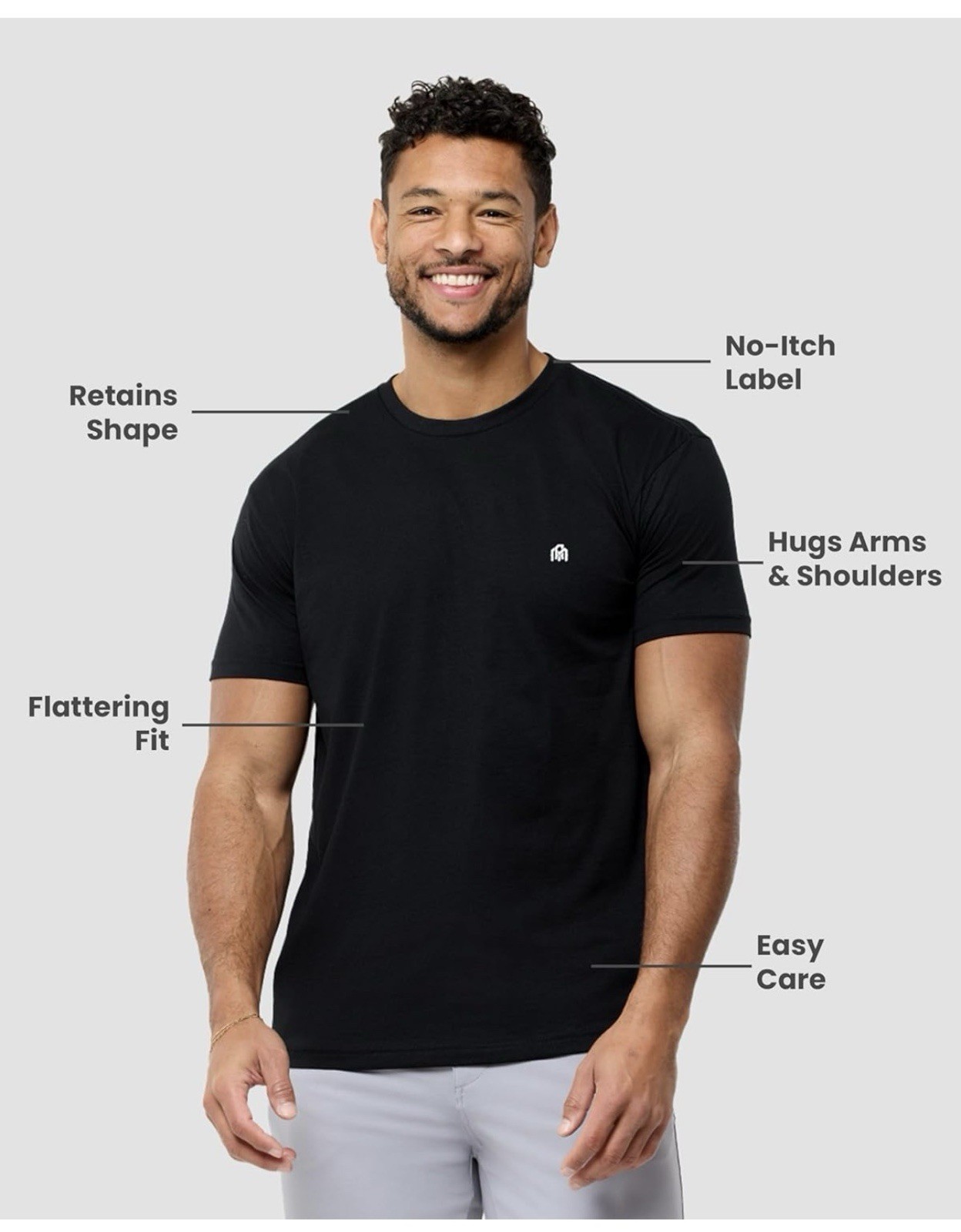 INTO THE AM Men’s Premium Soft Cotton Blend Crew Neck Tee Black Size Large NWOT