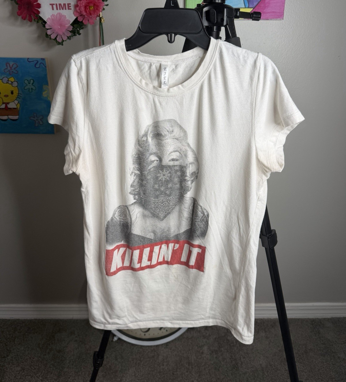 EJEL White Short Sleeve Crew Neck Graphic Print T-Shirt Big & Tall 1XL