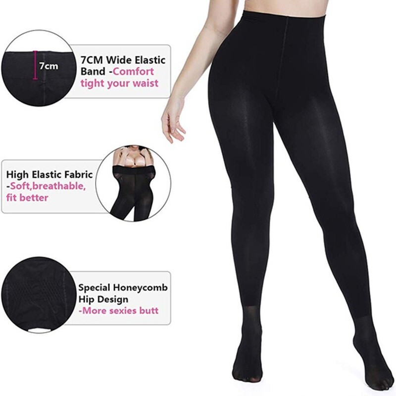 Lady High Waist Sculpting Compression Pantyhose Tights Full Length Body Shaper