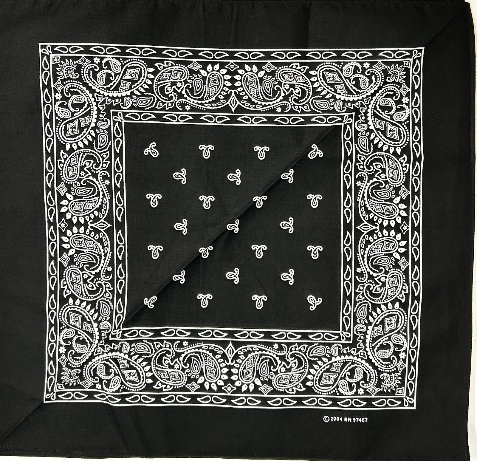 12Pc Vintage 100% Cotton Black-White PAISLEY Bandanas Face Scarf Head Wrap Dozen