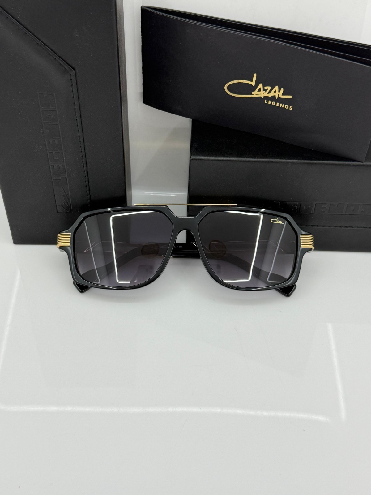 Cazal Sunglasses Legends Black Golden Double Bridge Glasses, fast shipping